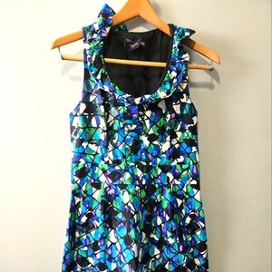 Chic Multicolor Sleeveless Dress Just Taylor. Sz. 10. Blue Green Pink Purple
